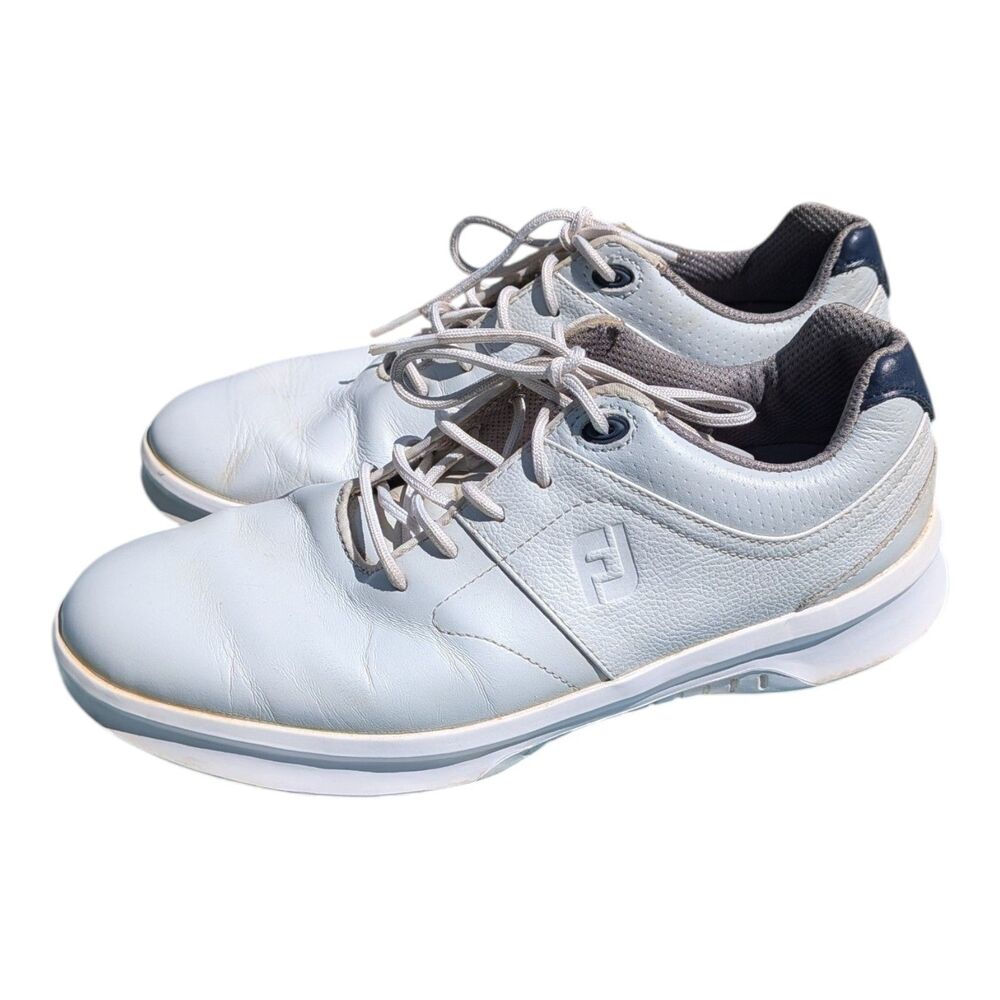 FootJoy Contour Series Golf Shoes Men's 7W White Softspikes Leather Sneakers